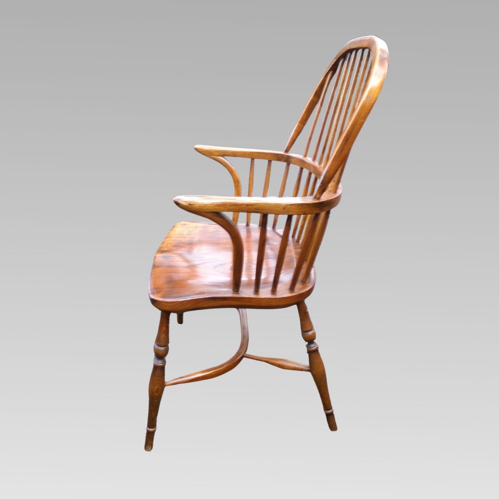 Stunning Antique Elm & Ash Spindle Back Windsor Armchair, Crinoline Chair View VI