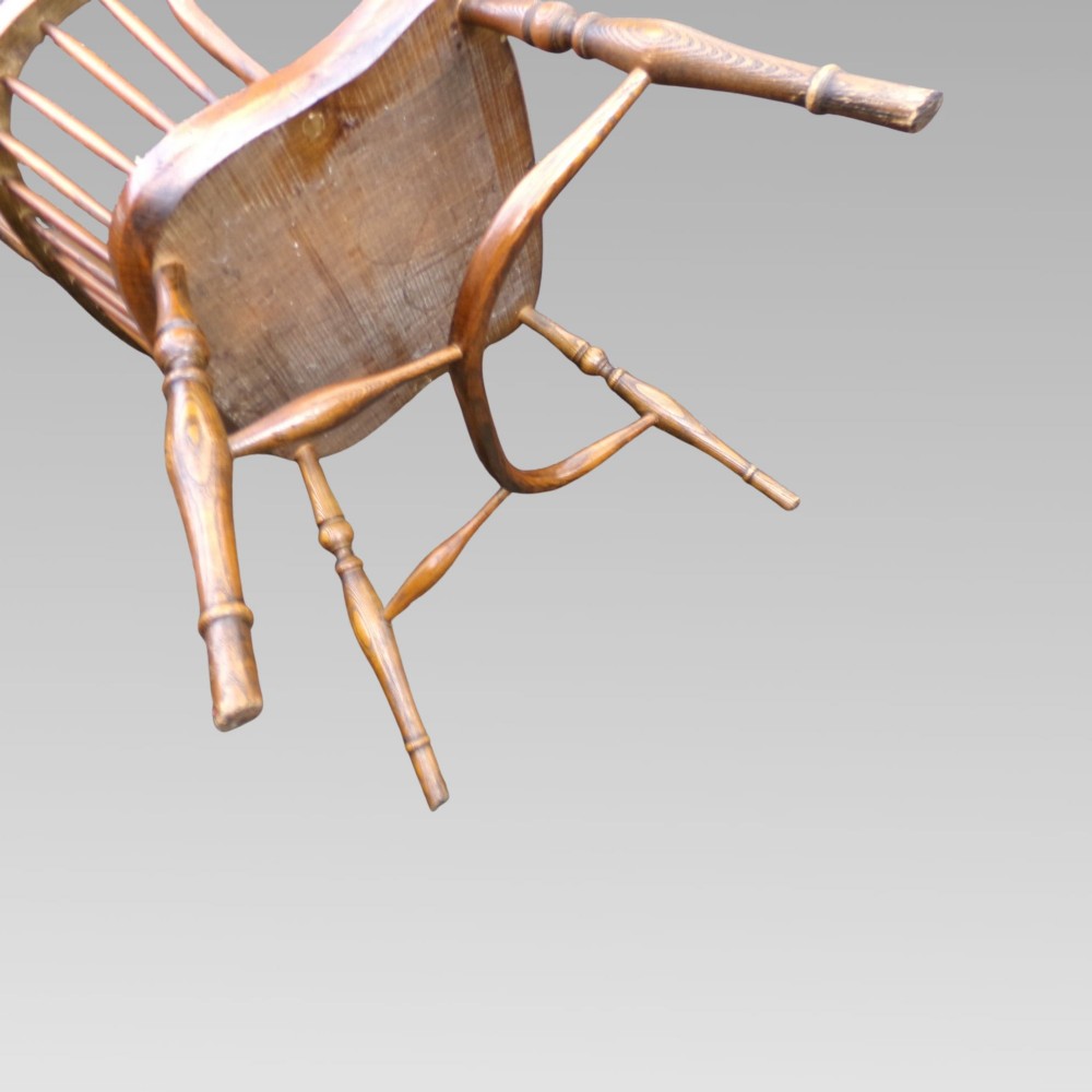 Stunning Antique Elm & Ash Spindle Back Windsor Armchair, Crinoline Chair View VII