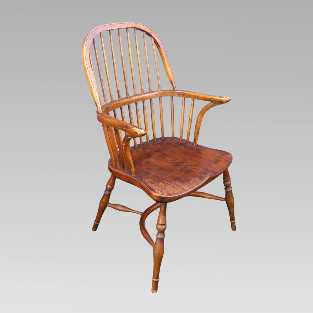 Stunning Antique Elm & Ash Spindle Back Windsor Armchair, Crinoline Chair