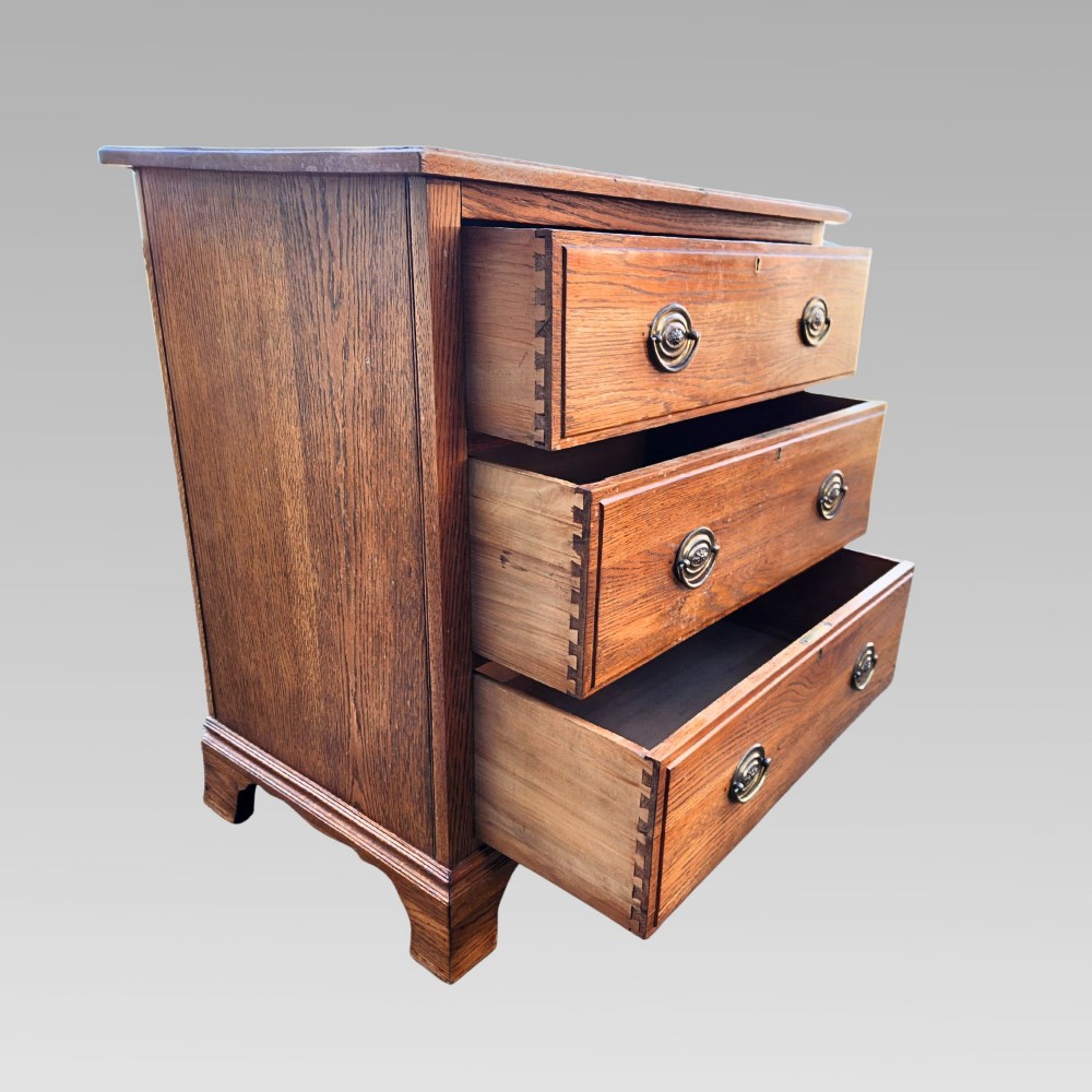 Charming Antique Edwardian English Oak Chest of Drawers View IV