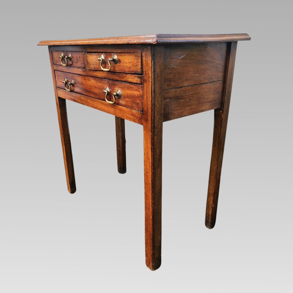 Fabulous Antique George III Mahogany 3 Drawer Hall Side Console Table, Georgian View II