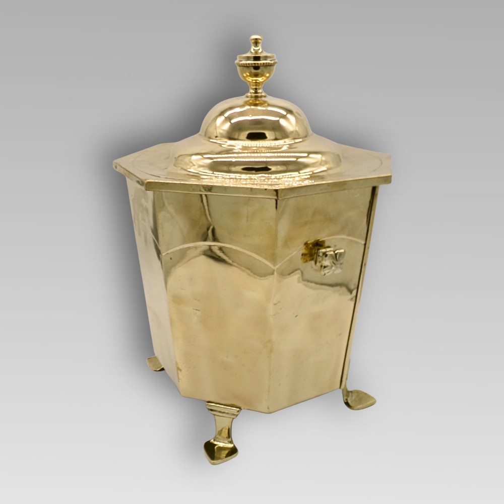 Stunning Antique Edwardian Polished Brass Coal Scuttle Bucket, Log Bin Inc Liner
