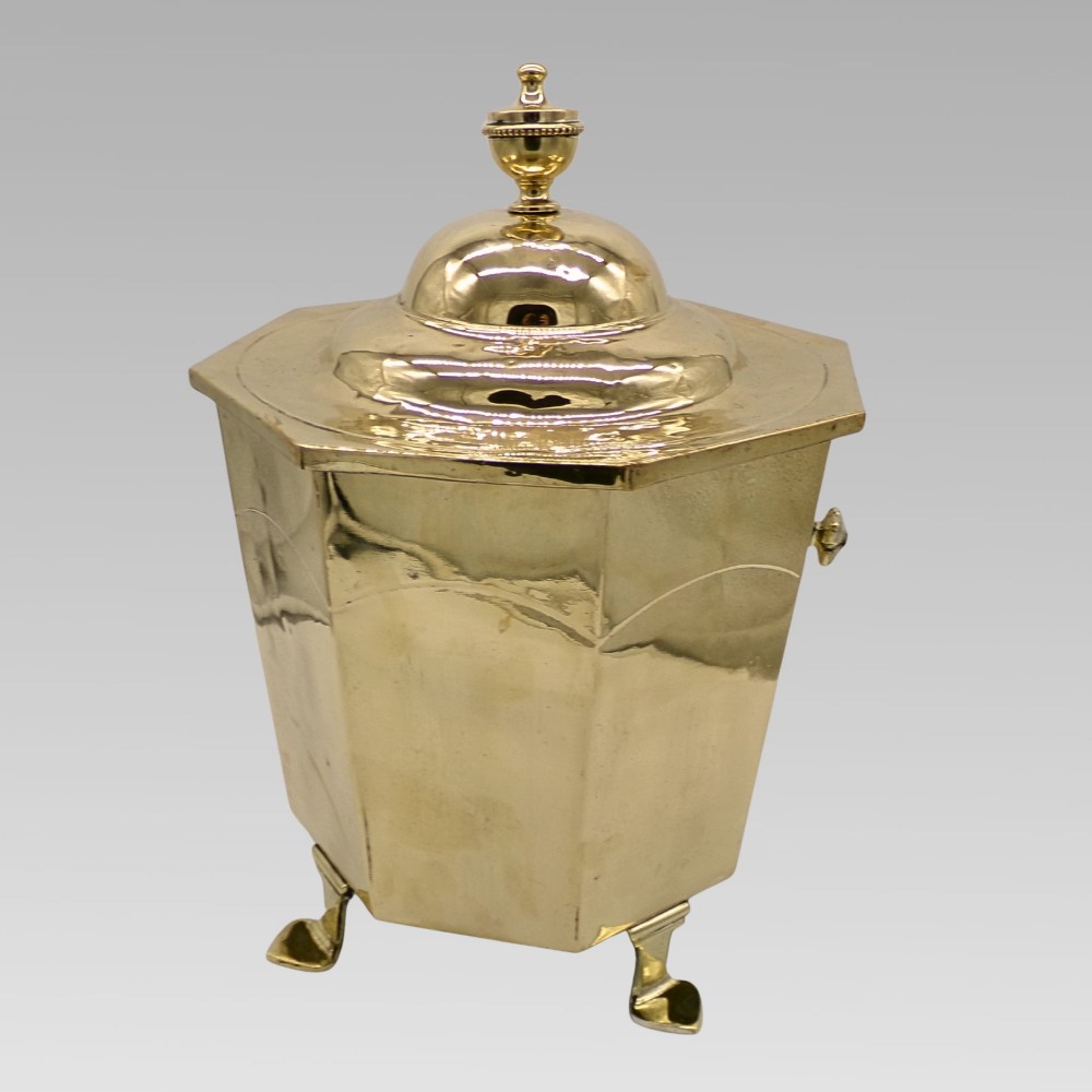 Stunning Antique Edwardian Polished Brass Coal Scuttle Bucket, Log Bin Inc Liner View V