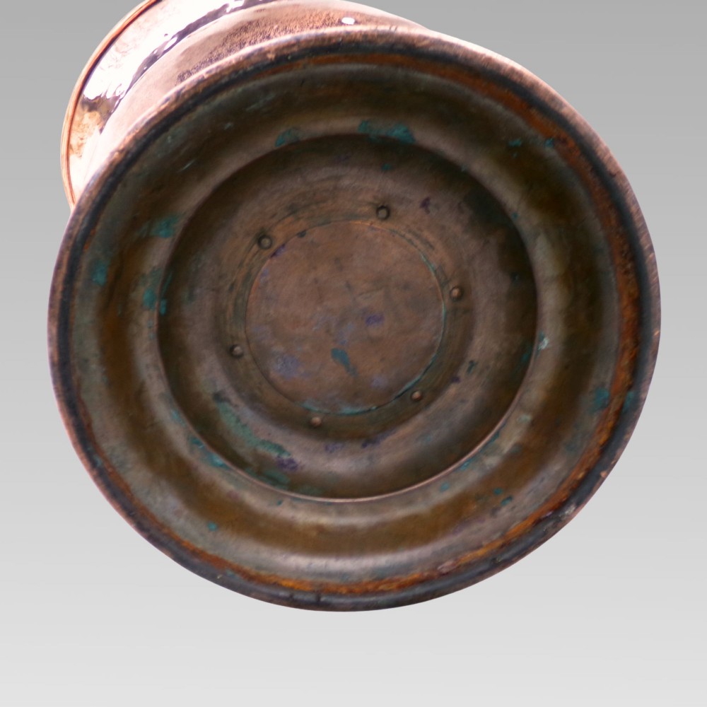 Fabulous Large Antique 19th Century Copper Brass Coal Bucket Helmet Scuttle View X