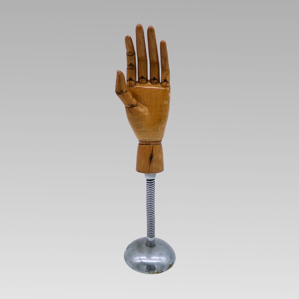 Rare Vintage Decorative Artists Lay Articulated Wooden Hand Figure Haberdashery