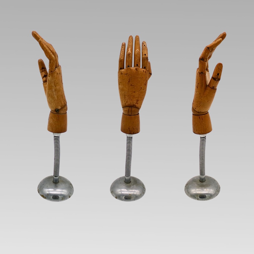 Rare Vintage Decorative Artists Lay Articulated Wooden Hand Figure Haberdashery View II