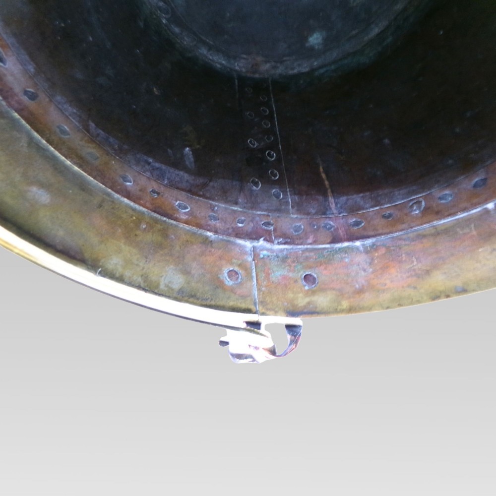 Quality Large Antique Riveted Polished Copper & Brass Coal Fireplace Log Bucket View VIII