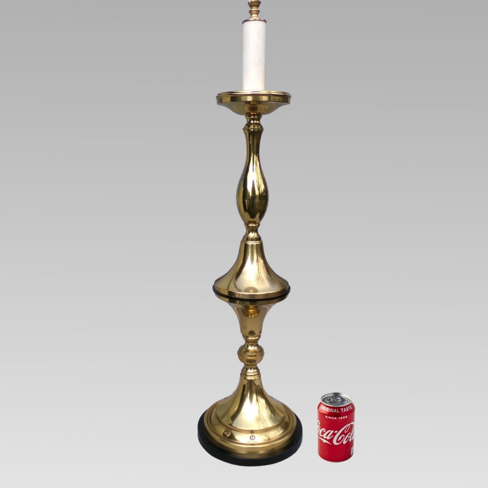 Huge Vintage Polished Brass Baluster Candlestick Style Table Lamp