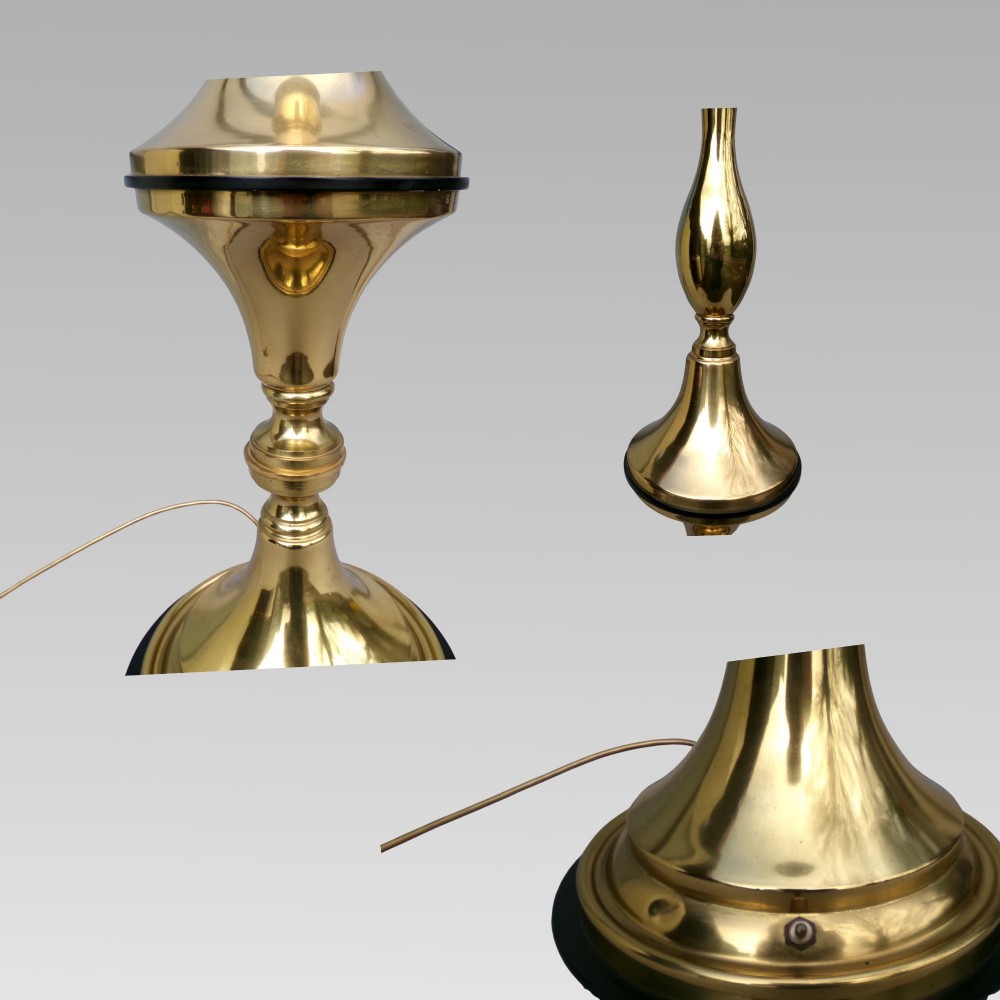 Huge Vintage Polished Brass Baluster Candlestick Style Table Lamp View II