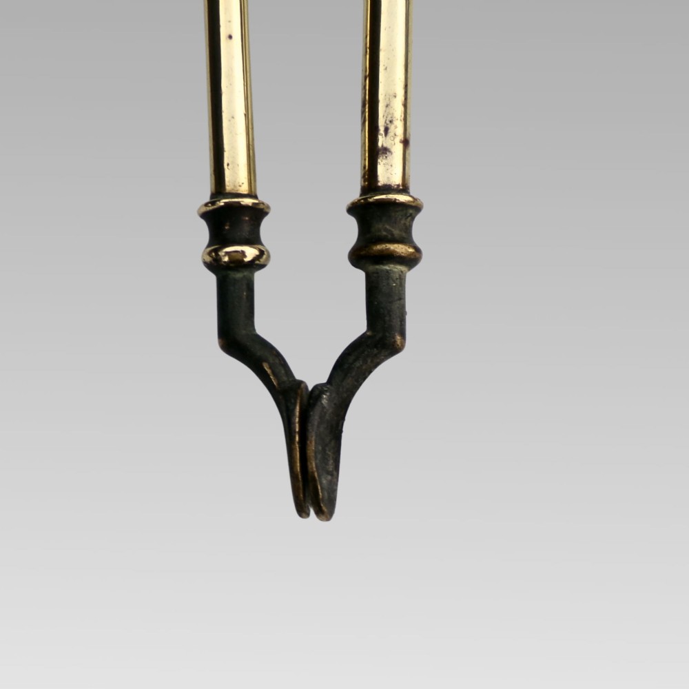 Fabulous Antique 19th Polished Brass 3 Piece Companion Set Fire Irons Tools View VI