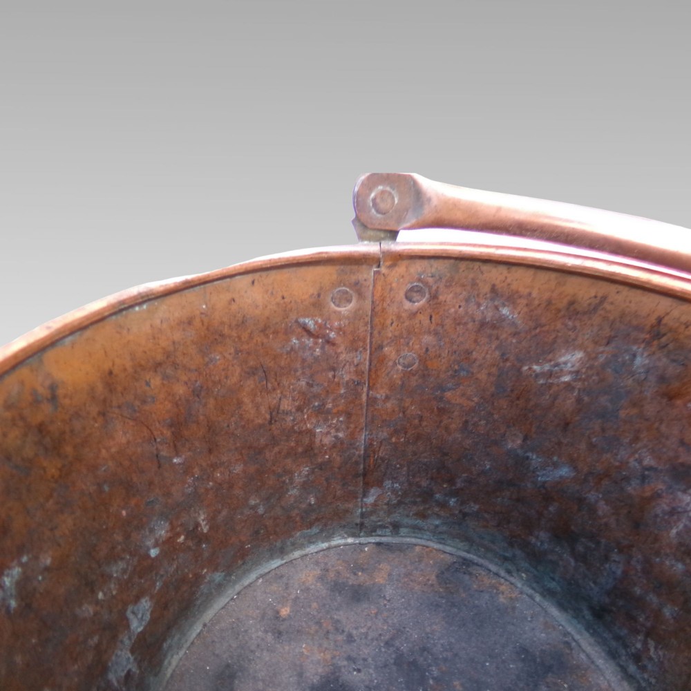 Fabulous English Antique Bamfords Copper & Brass Coal Bucket, Kindling Fireplace View V