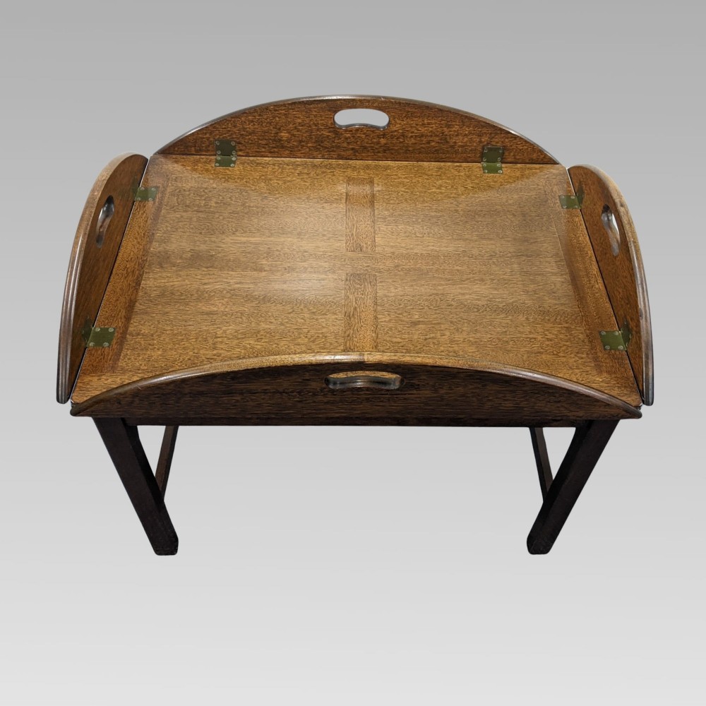 Original Quality Vintage Mahogany Military Campaign Style Butlers Tray on Stand View II