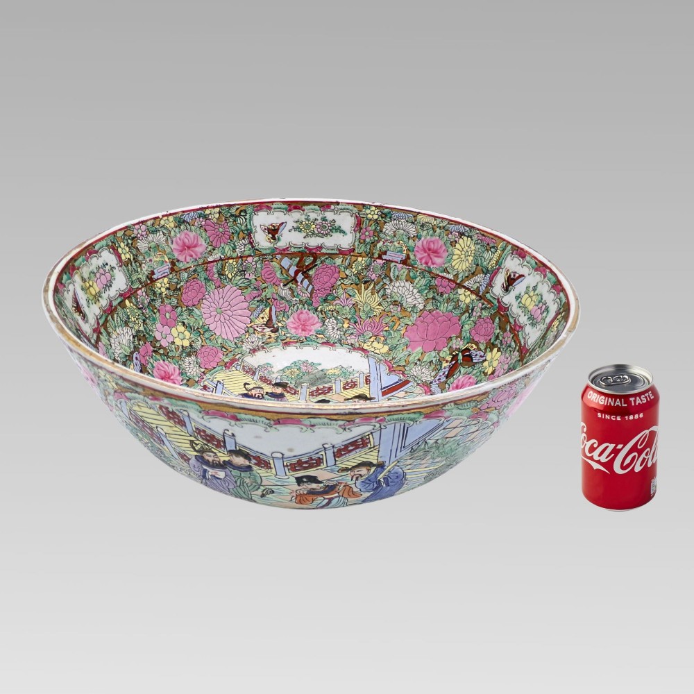 Stunning Antique Oriental Chinese Da Qing Guangxu Nian Zhi Famille Rose Bowl