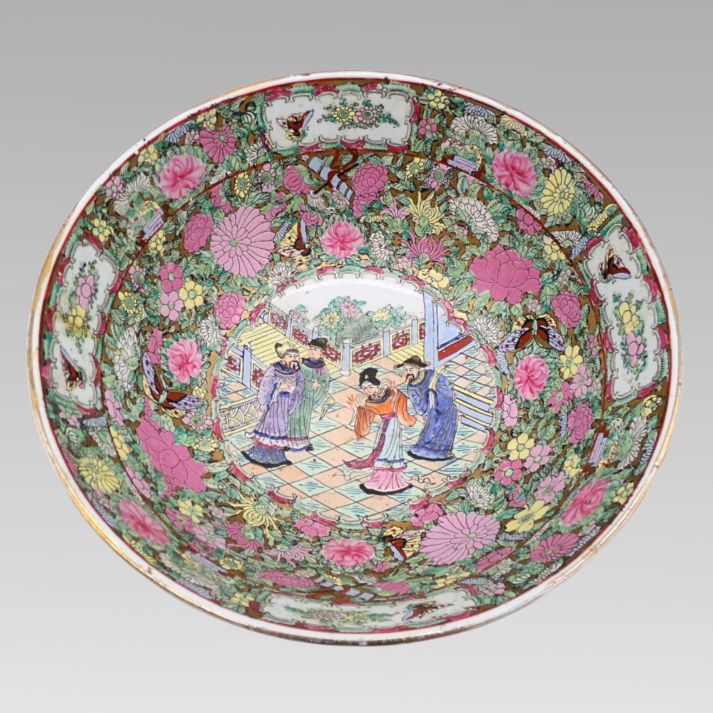 Stunning Antique Oriental Chinese Da Qing Guangxu Nian Zhi Famille Rose Bowl View II