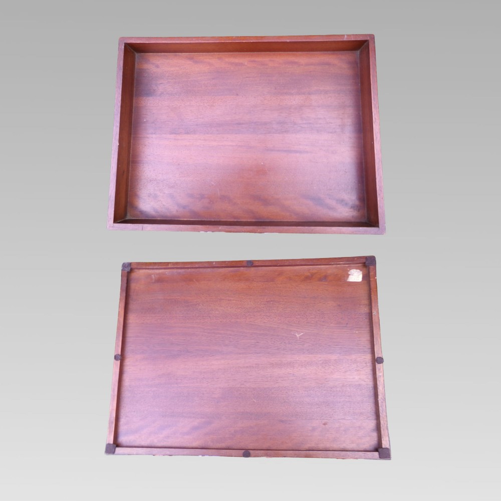 Excellent Vintage Mahogany Military Campaign Brass Butlers Tray Table on Stand View VI