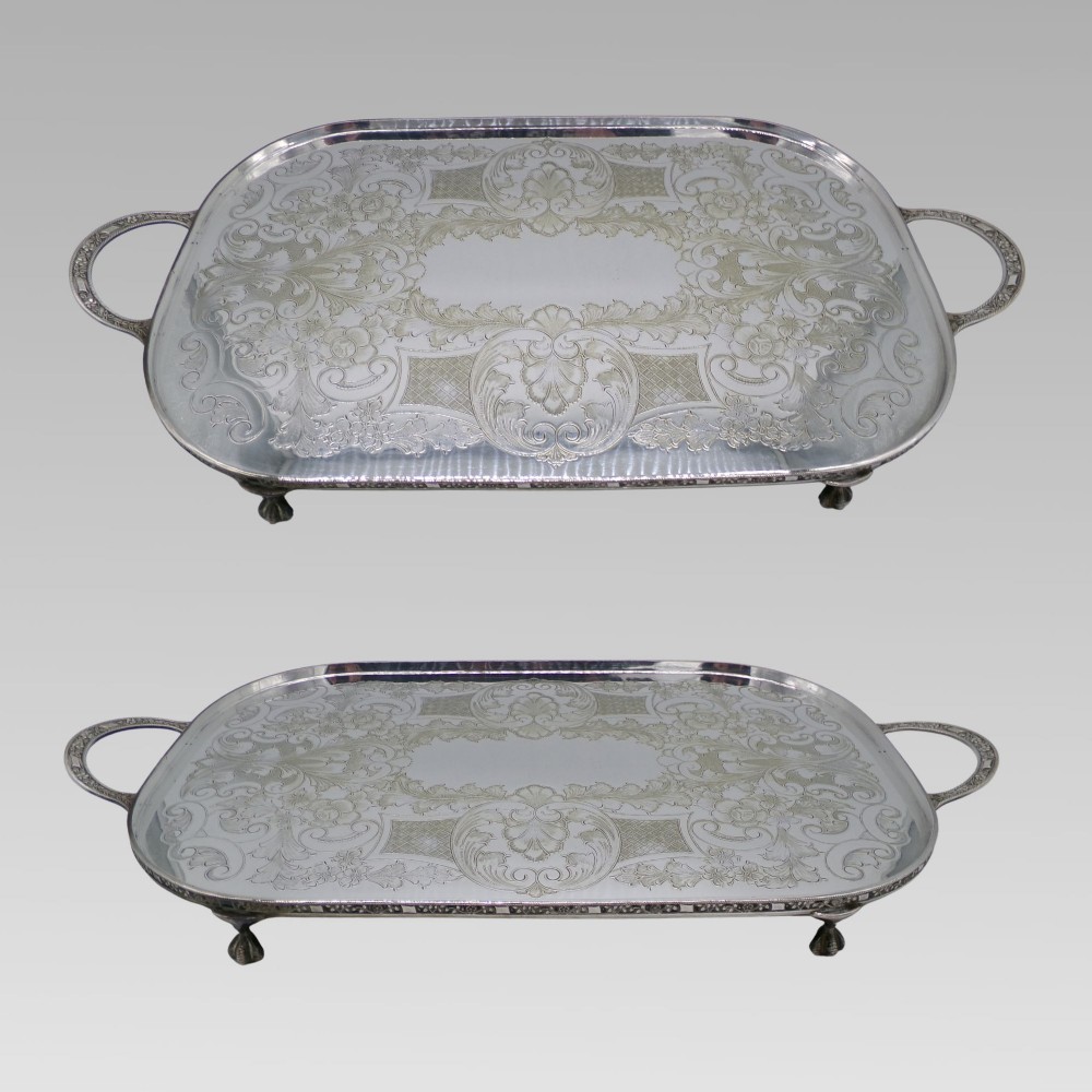 Original Vintage Ball & Claw Viners of Sheffield Silver Plate Serving Tray View II