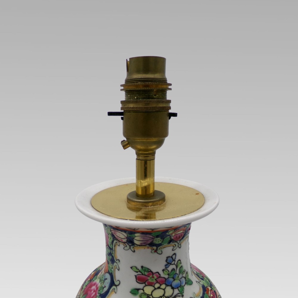 Charming Vintage Chinese Famille Rose Oriental Hand Painted Porcelain Table Lamp View V
