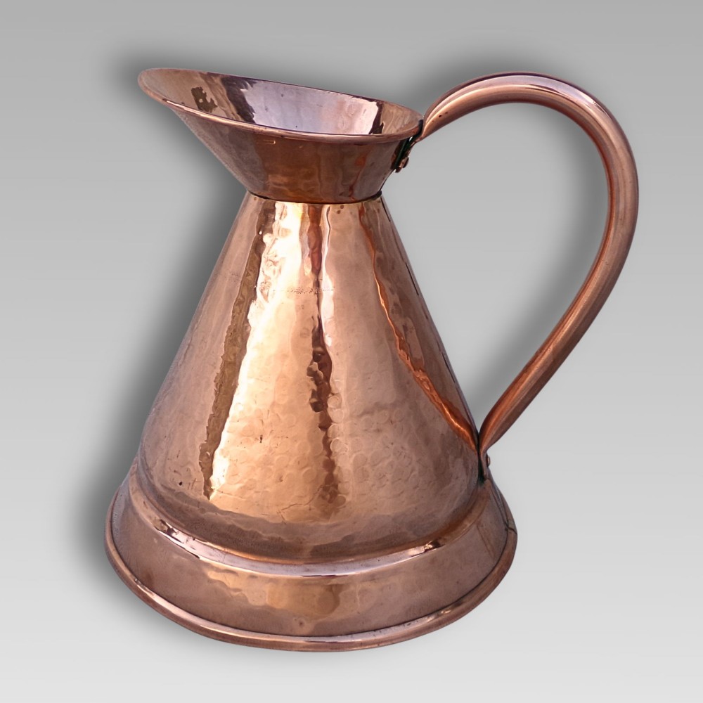Fabulous Large Decorative Polished Copper Antique Haystack Measuring Jug Ale