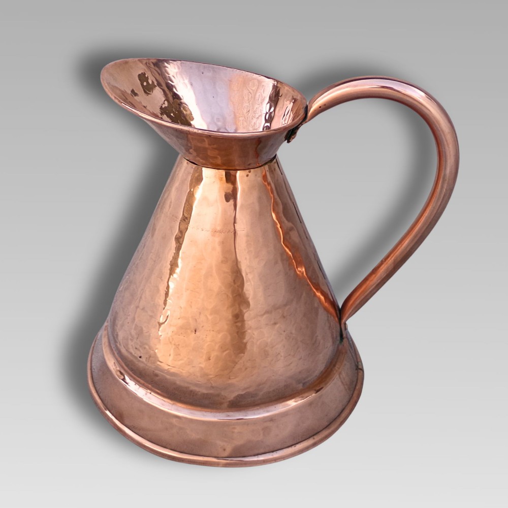 Fabulous Large Decorative Polished Copper Antique Haystack Measuring Jug Ale View II