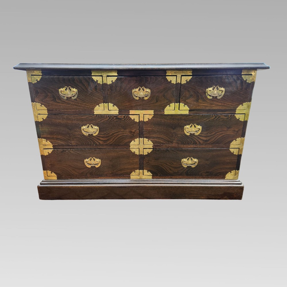 Stunning Large Korean Bandaji Elm Veneer Chest of Drawers