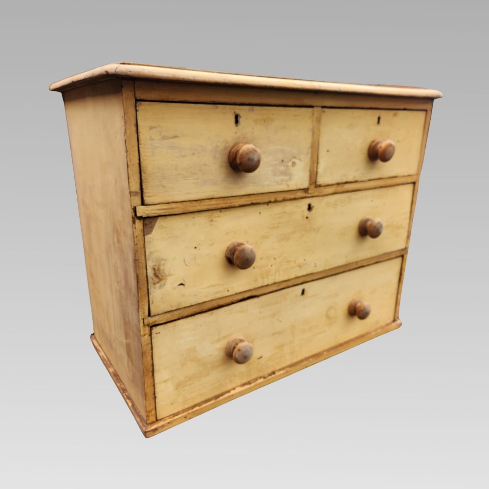 Charming Petite Antique Victorian Painted Pine Chest of Drawers