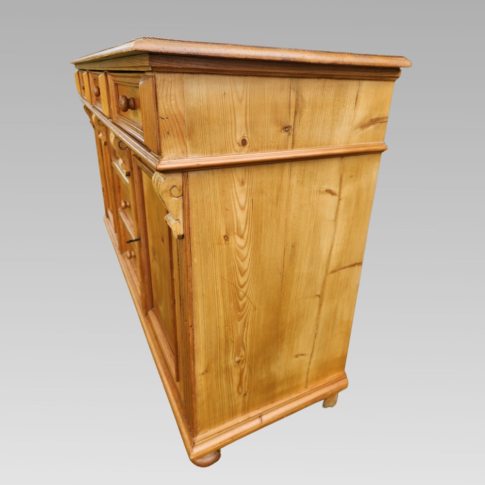 Exceptional Quality Antique Pitched Pine Kitchen Dresser Sideboard View V