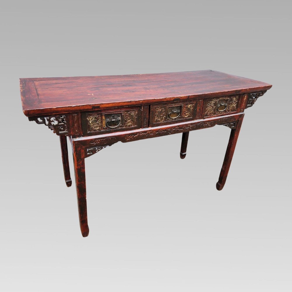 Stunning Antique Chinese 19th Century Qing Dynasty Elm Altar Table Chinoiserie