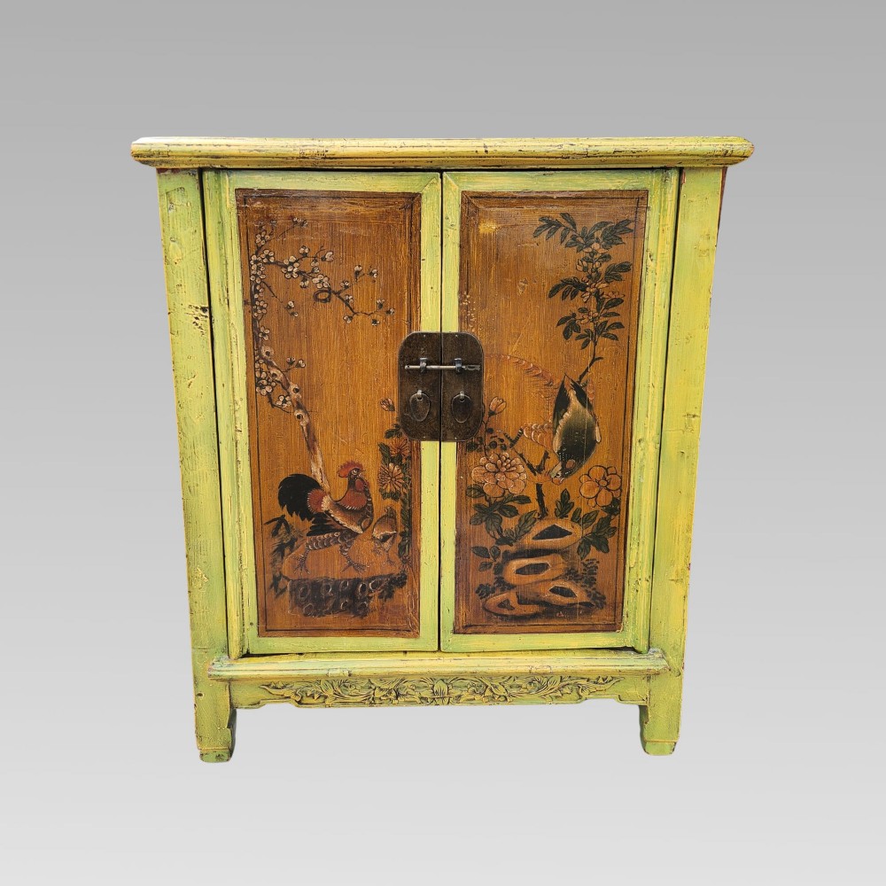 Fabulous Antique Chinese Oriental Yellow Lacquer Chinoiserie Storage Cupboard View II