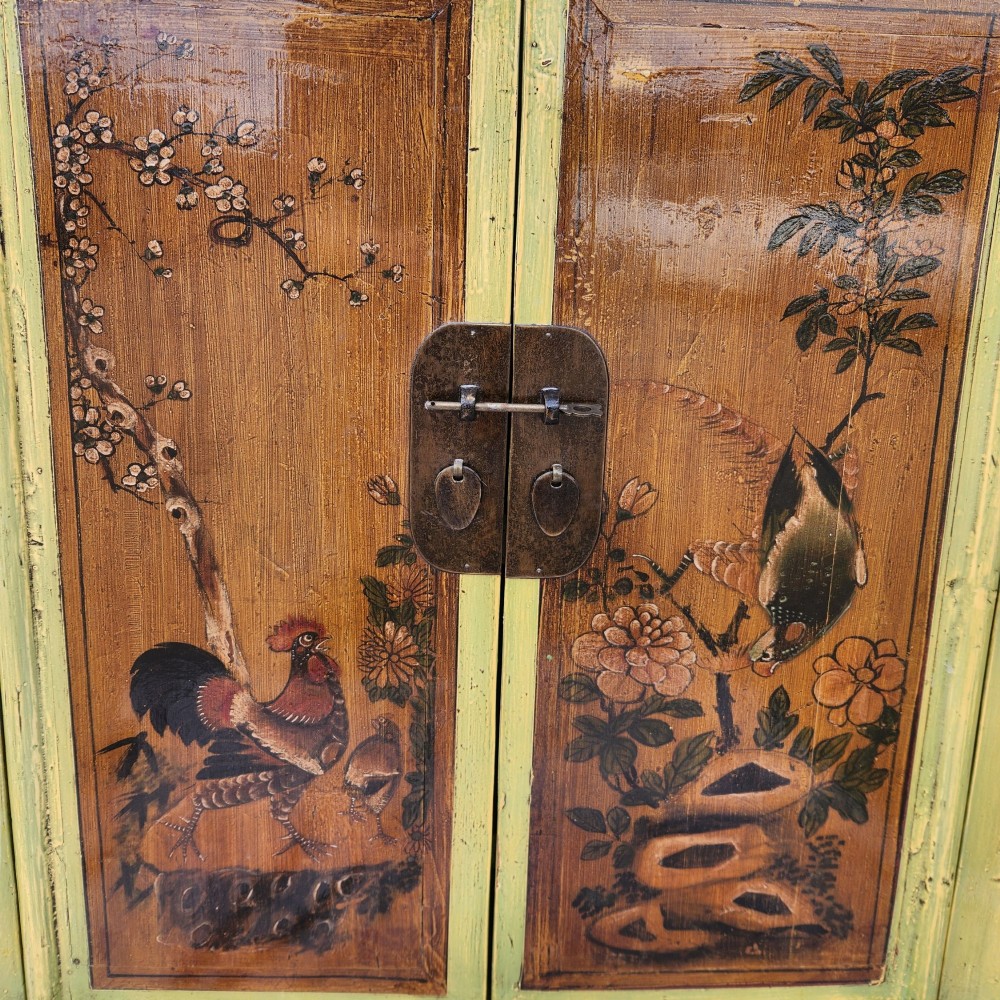 Fabulous Antique Chinese Oriental Yellow Lacquer Chinoiserie Storage Cupboard View V