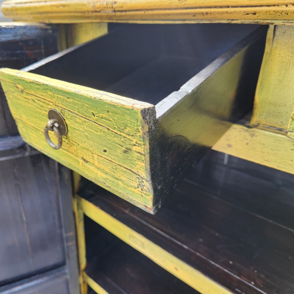 Fabulous Antique Chinese Oriental Yellow Lacquer Chinoiserie Storage Cupboard View VI