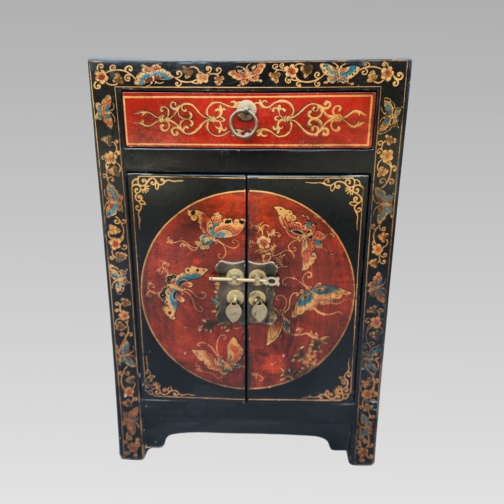 Fabulous Chinese Oriental Chinoiserie Bedside Storage Cabinet Cupboard View II