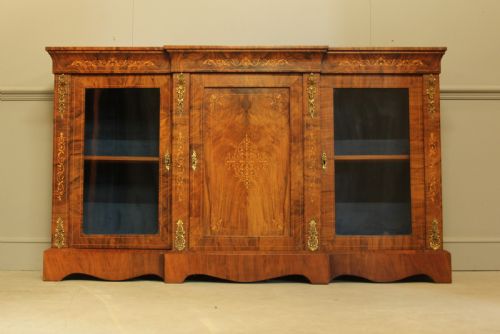 A VICTORIAN BURR WALNUT BREAKFRONT BOOKCASE DISPLAY SIDEBOARD - ADDITIONAL PHOTO 1