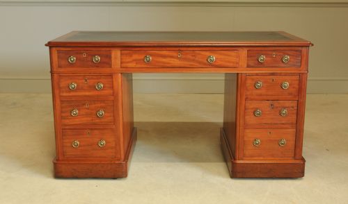 A 19th Century Victorian Mahogany Twin Pedestal Writing Desk