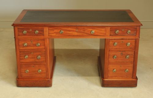 fig 1. A 19th century Victorian mahogany twin pedestal writing desk