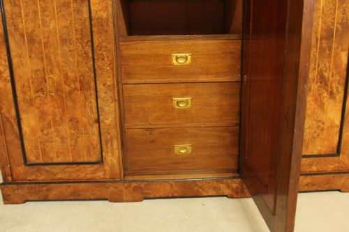 fig 2. A VICTORIAN BURR WALNUT WARDROBE TRIPLE MIRRORED COMPACTUM.