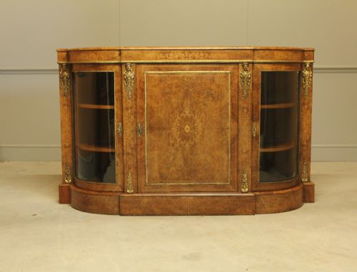 A VICTORIAN BURR WALNUT CREDENZA