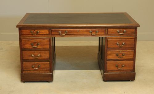 fig 2. Elegant 20th Century Mahogany Twin Pedestal Desk