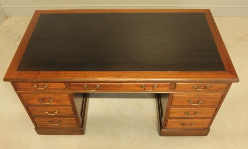 fig 3. Elegant 20th Century Mahogany Twin Pedestal Desk