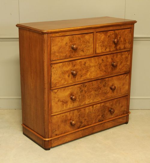 fig 2. A VICTORIAN BURR WALNUT CHEST OF DRAWERS
