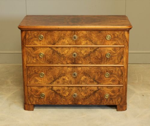 fig 1. A Swedish 19th century burr walnut chest of drawers