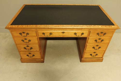 LATE VICTORIAN SOLID ASH WRITING DESK 9 DRAWERS - ADDITIONAL PHOTO 9