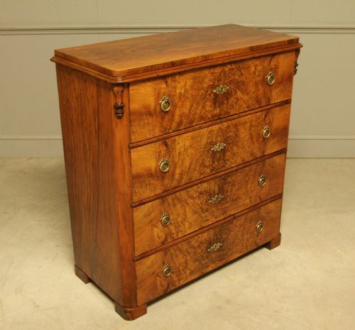 A LATE 19THCENTURY SWEDISH BURR WALNUT CHEST OF DRAWERS - ADDITIONAL PHOTO 4