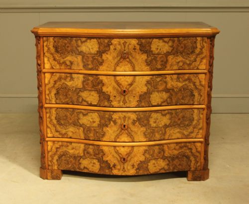 A NEOROCOCO SWEDISH SERPENTINE BURR WALNUT CHEST OF DRAWERS - ADDITIONAL PHOTO 1