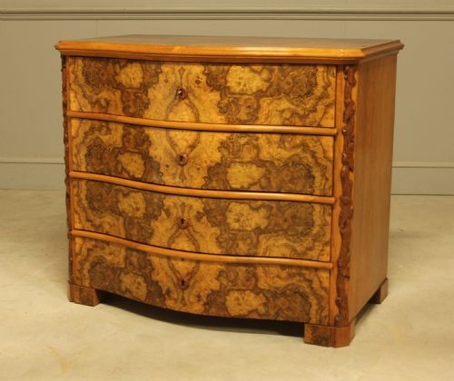 A NEOROCOCO SWEDISH SERPENTINE BURR WALNUT CHEST OF DRAWERS - ADDITIONAL PHOTO 2