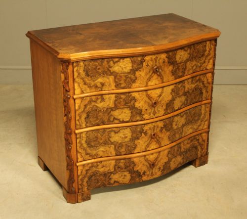A NEOROCOCO SWEDISH SERPENTINE BURR WALNUT CHEST OF DRAWERS - ADDITIONAL PHOTO 4