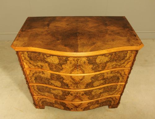 A NEOROCOCO SWEDISH SERPENTINE BURR WALNUT CHEST OF DRAWERS - ADDITIONAL PHOTO 8