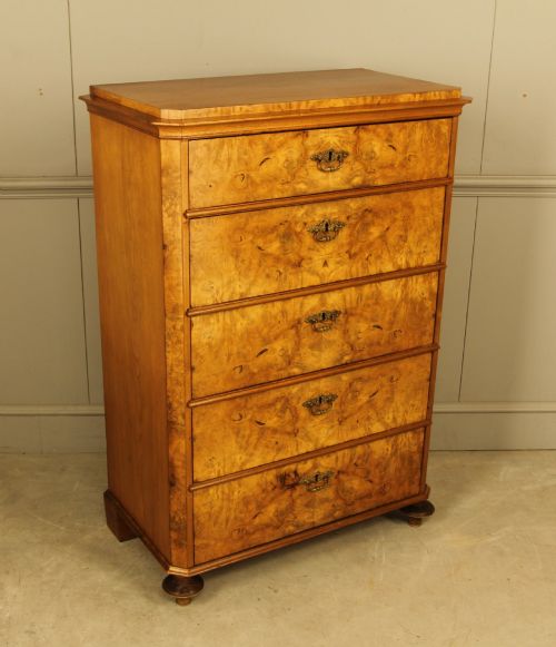 fig 3. 19th‑Century Swedish Burr Walnut Tall Chest of Drawers