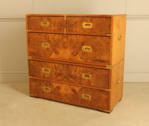 A RARE 19THCENTURY BURR WALNUT MILITARY CHEST