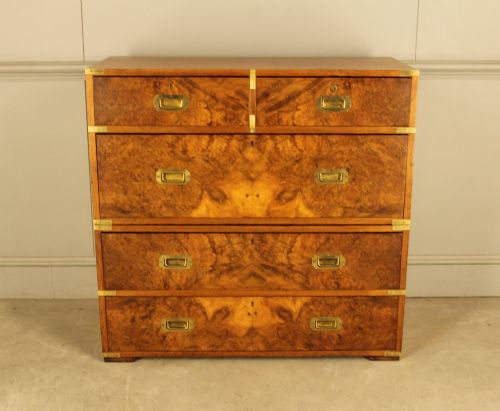 A RARE 19THCENTURY BURR WALNUT MILITARY CHEST - ADDITIONAL PHOTO 1