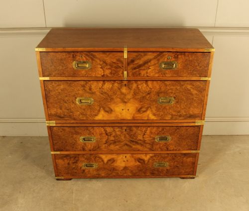 A RARE 19THCENTURY BURR WALNUT MILITARY CHEST - ADDITIONAL PHOTO 3